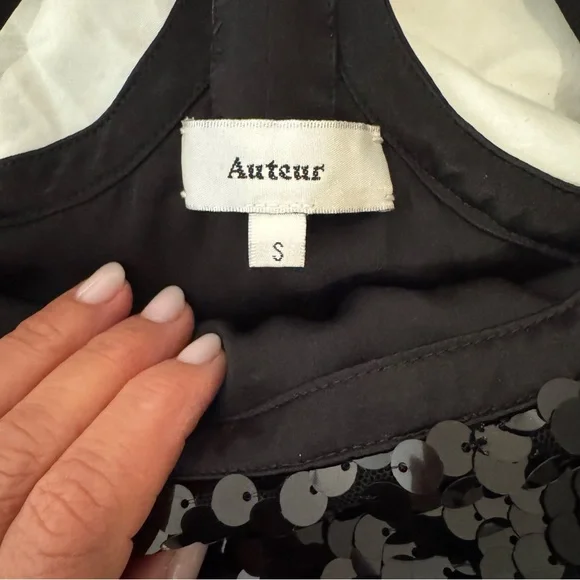 Auteur Black T-Bar Sequin Tank Dress Evening Glam with a Contemporary Twist - Picture 5 of 15